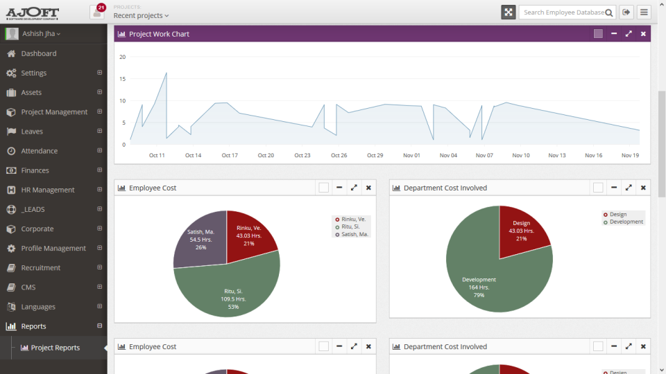 screenshot of Ajoft HRMS